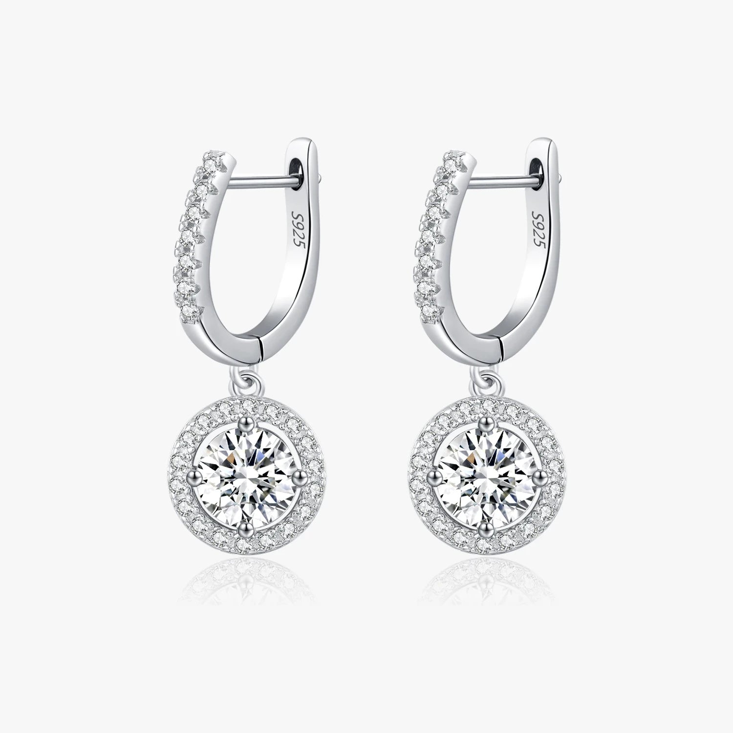 Classic Halo Moissanite Dangle Earrings (1.6ct) - Cleora