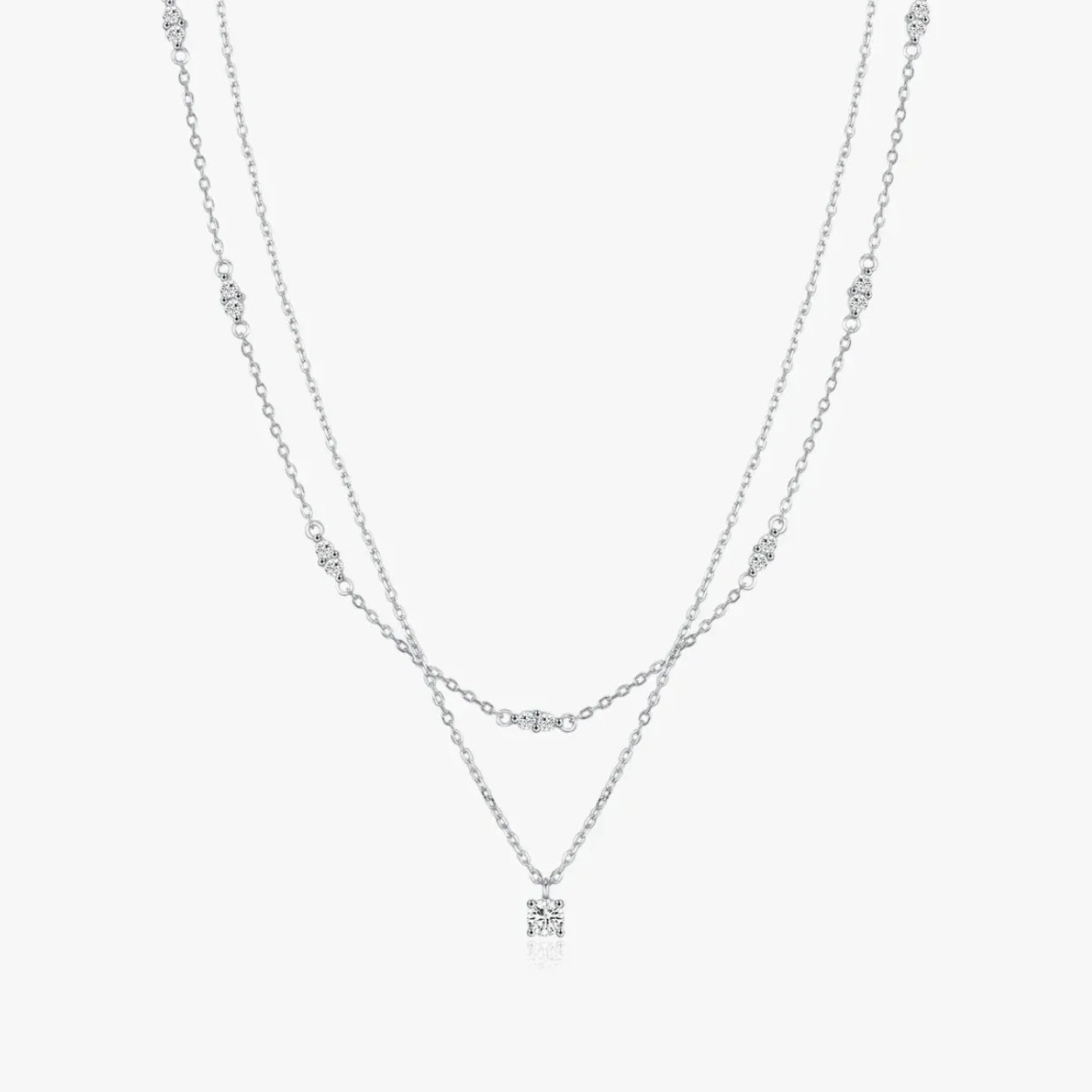 Duet Layer Moissanite Necklace - Cleora