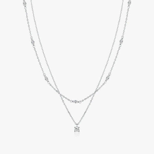 Duet Layer Moissanite Necklace - Cleora
