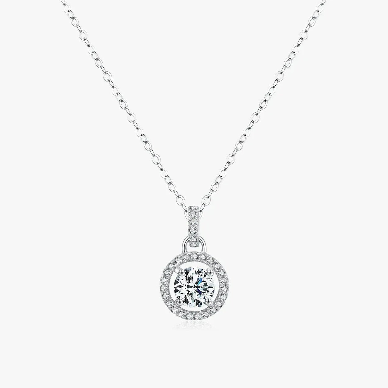 Classic Halo Moissanite Necklace - Cleora
