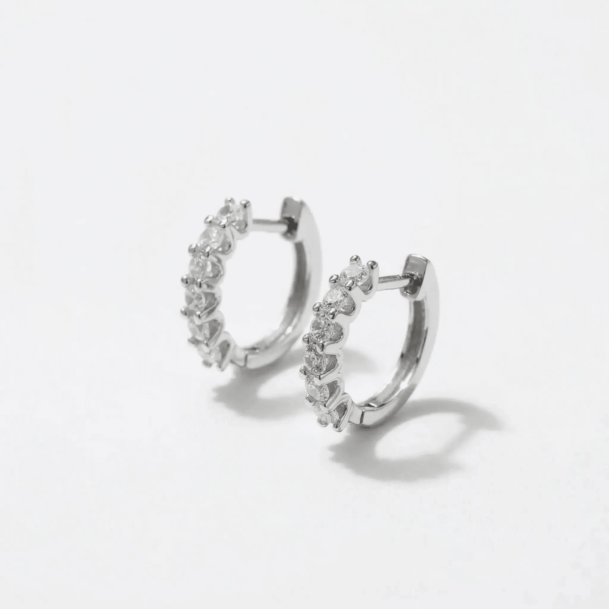Pavé Moissanite Huggie Hoops - Cleora